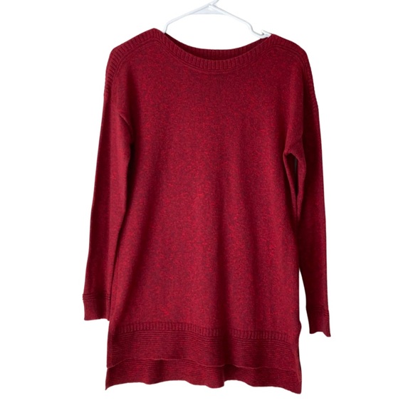Boat-Neck Tunic Legging sweater in marled red for winter holidays - Picture 1 of 9